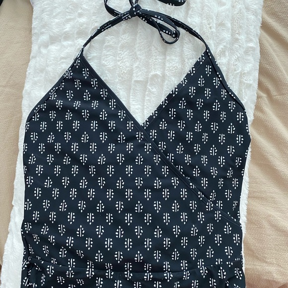 Black Wrap Halter One Piece Swimsuit - Picture 7 of 9